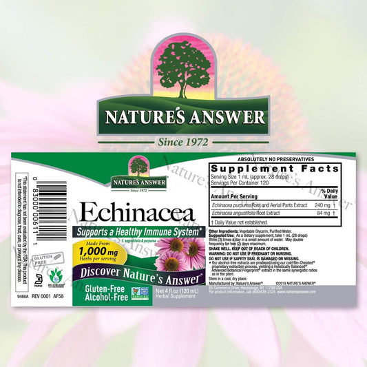 Nature'S Answer Echinacea | 4 Oz. Supports A Healthy Immune System | Non-Gmo | Alcohol-Free, Gluten-Free, Vegan, Kosher Certified & No Preservatives 4 Fl Oz