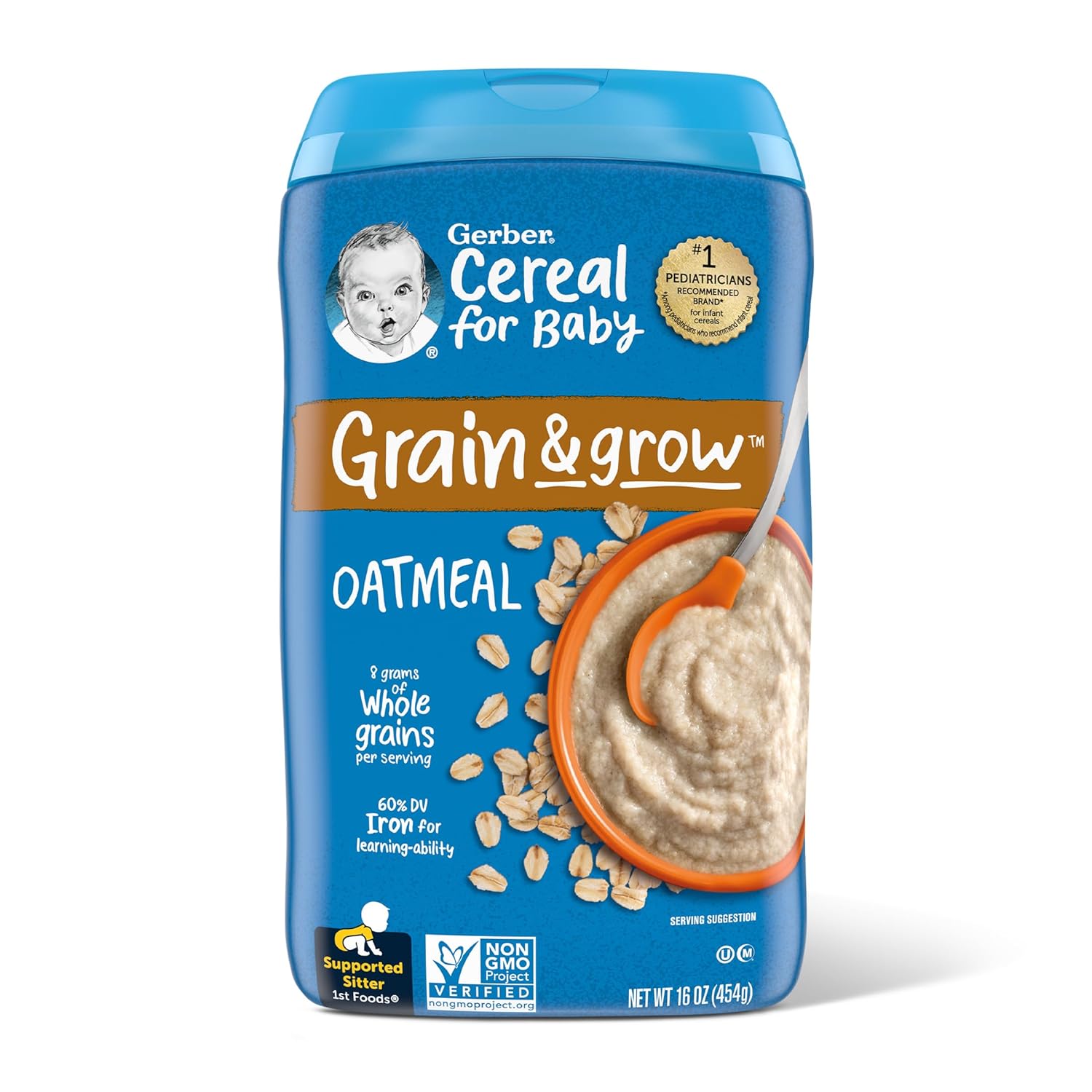 Gerber Baby Cereal 1st Foods, Grain & Grow, Oatmeal, 1ST FOODS Cereal NGMOatmeal2(3x16oz)N2US