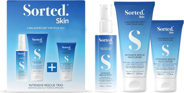 Sorted Skin Intensive Rescue Trio Bundle for Dry, Dehydrated and Sensitive Skin to Help Soothe, Nourish and Reduce Itchiness includes Spray 1 x 100ml, Face Lotion 1 x 50ml and Moisturiser 1 x 100ml