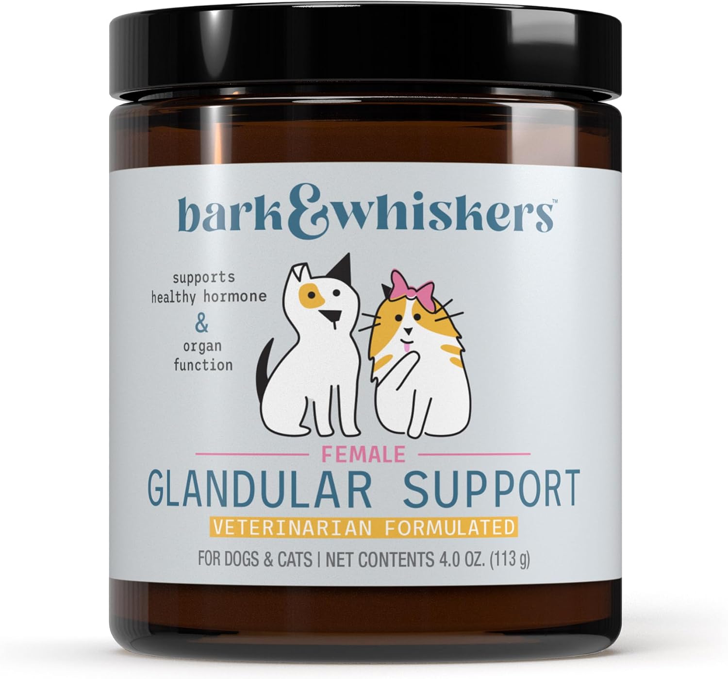 Bark & Whiskers Female Glandular Support, 4 Oz. (113 G), 75 Scoops, Supports Healthy Hormone And Organ Function, Veterinarian Formulated, Non-Gmo, Dr. Mercola