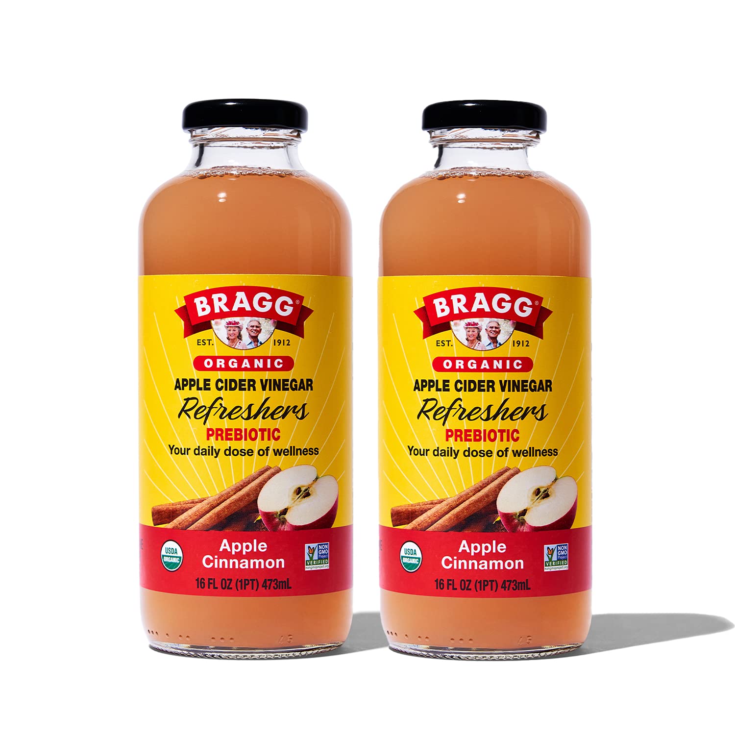 Bragg Organic Apple Cider Vinegar Beverage, Apple Cinnamon - 16Oz, 2 Pack