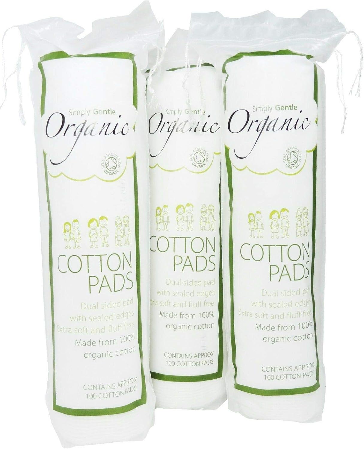Simply Gentle Organic Cotton - Pack Of 100 Pads (Pack Of 3)