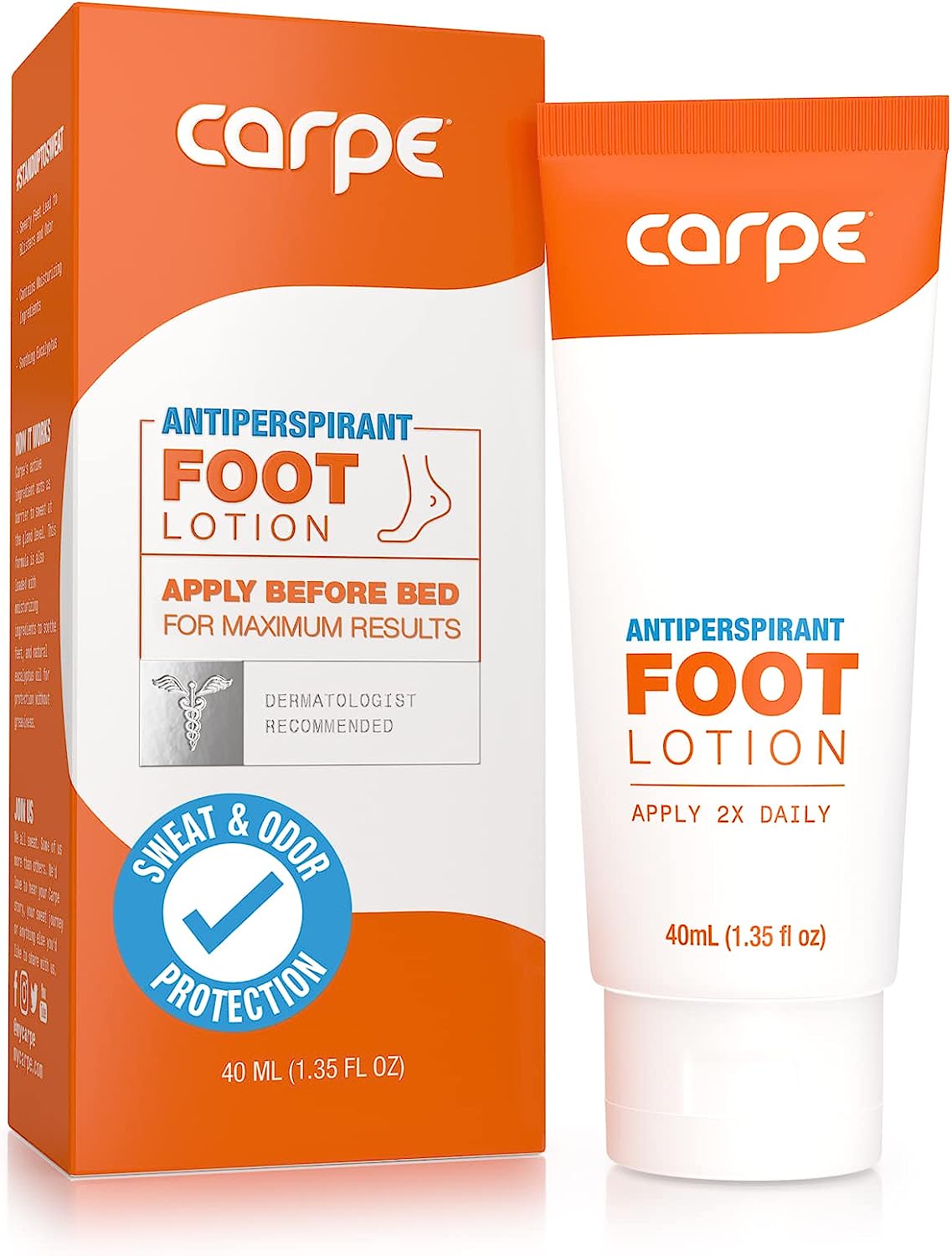 Carpe Antiperspirant Foot Lotion, A dermatologist-recommended solution to stop sweaty, smelly feet, Helps prevent blisters, Great for hyperhidrosis