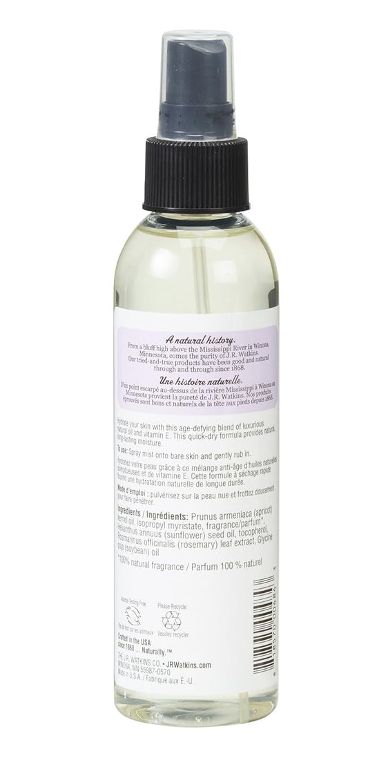 J.R. Watkins Natural Hydrating Body Oil Mist, Moisturizing Body Oil Spray For Glowing Skin, Usa Made And Cruelty-Free, Lavender, 6 Fl Oz, Single