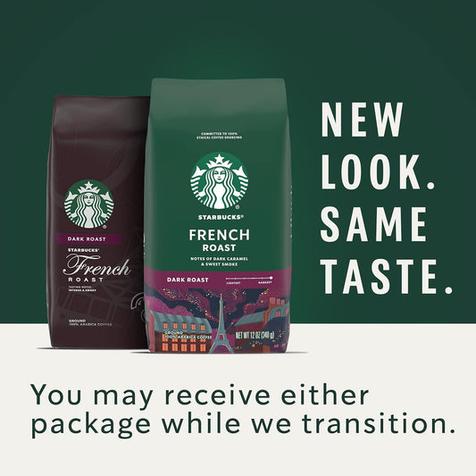 Starbucks Ground Coffee, Dark Roast Coffee, French Roast, 100% Arabica, 1 Bag (12 Oz)