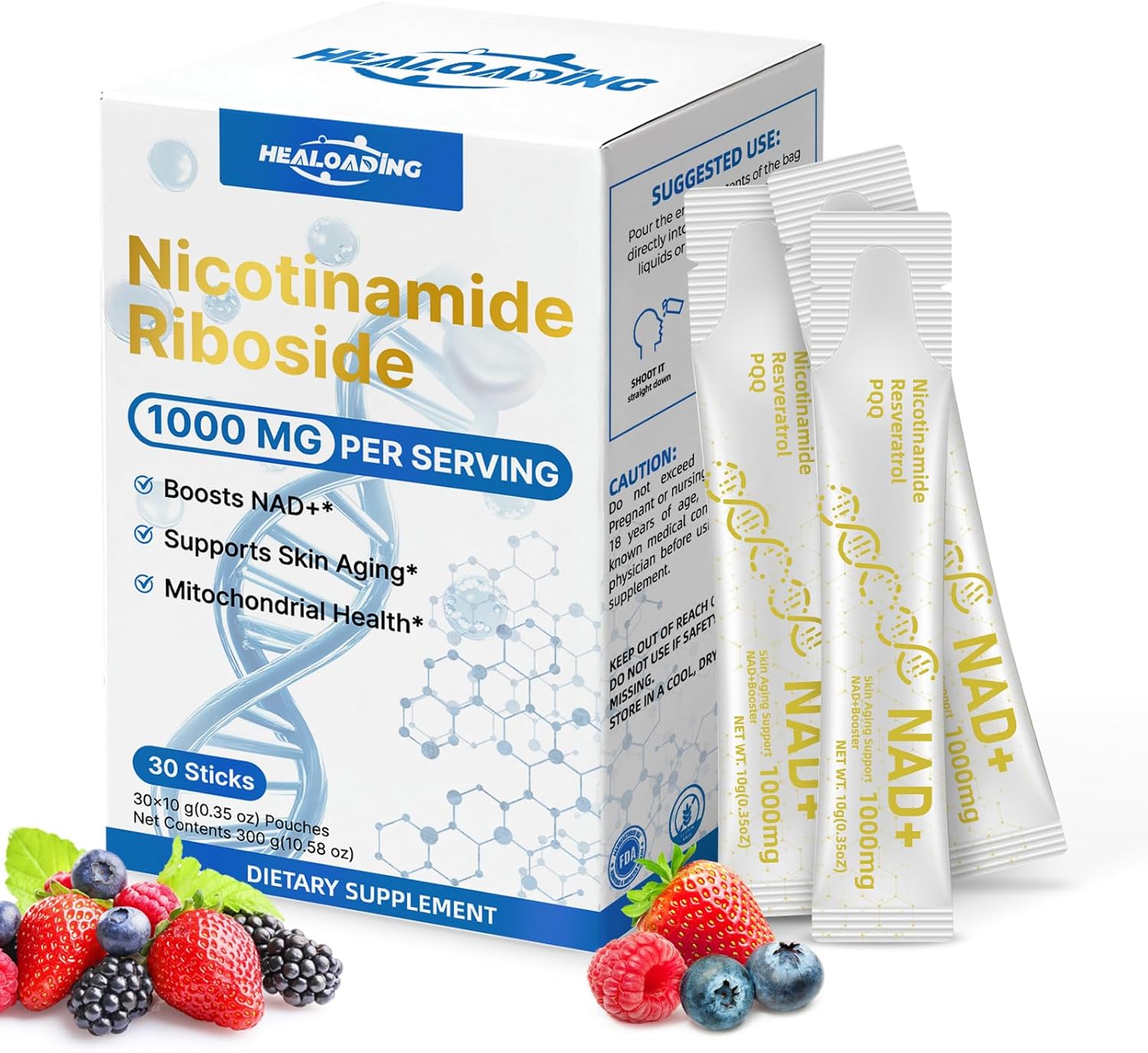 Liquid Nad Supplements For Women: Nicotinamide Riboside Resveratrol Supplements 1000Mg With Pqq, Nad+ Supplement Strawberry Flavor Drink For Support Skin Aging, Energy And Focus - 30 Sticks