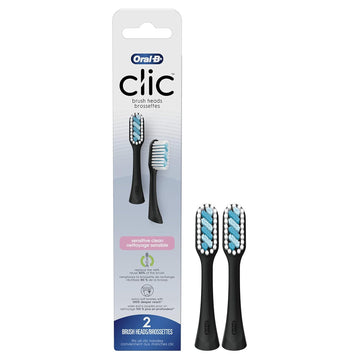 Oral-B Clic Toothbrush Sensitive Clean Replacement Brush Heads, Black, 2 Count