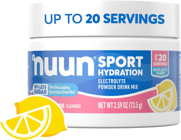 Nuun Sport Electrolyte Powder Canister - Pink Lemonade, 5 Essential Electrolytes For Hydration, Drink Mix With 15Mg Magnesium, 1G Sugar, Non-Gmo, Vegan, Up To 20 Servings