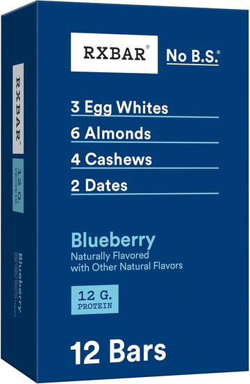 Rxbar Protein Bars, Protein Snack, Snack Bars, Blueberry, 22Oz Box (12 Bars)