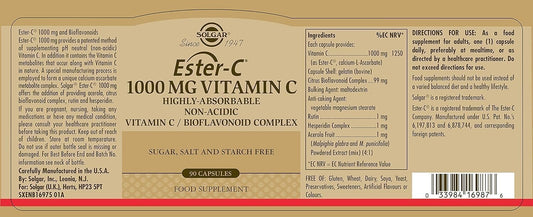 Solgar Ester-C 1000 Mg Vitamin C Capsules, Pack of 90