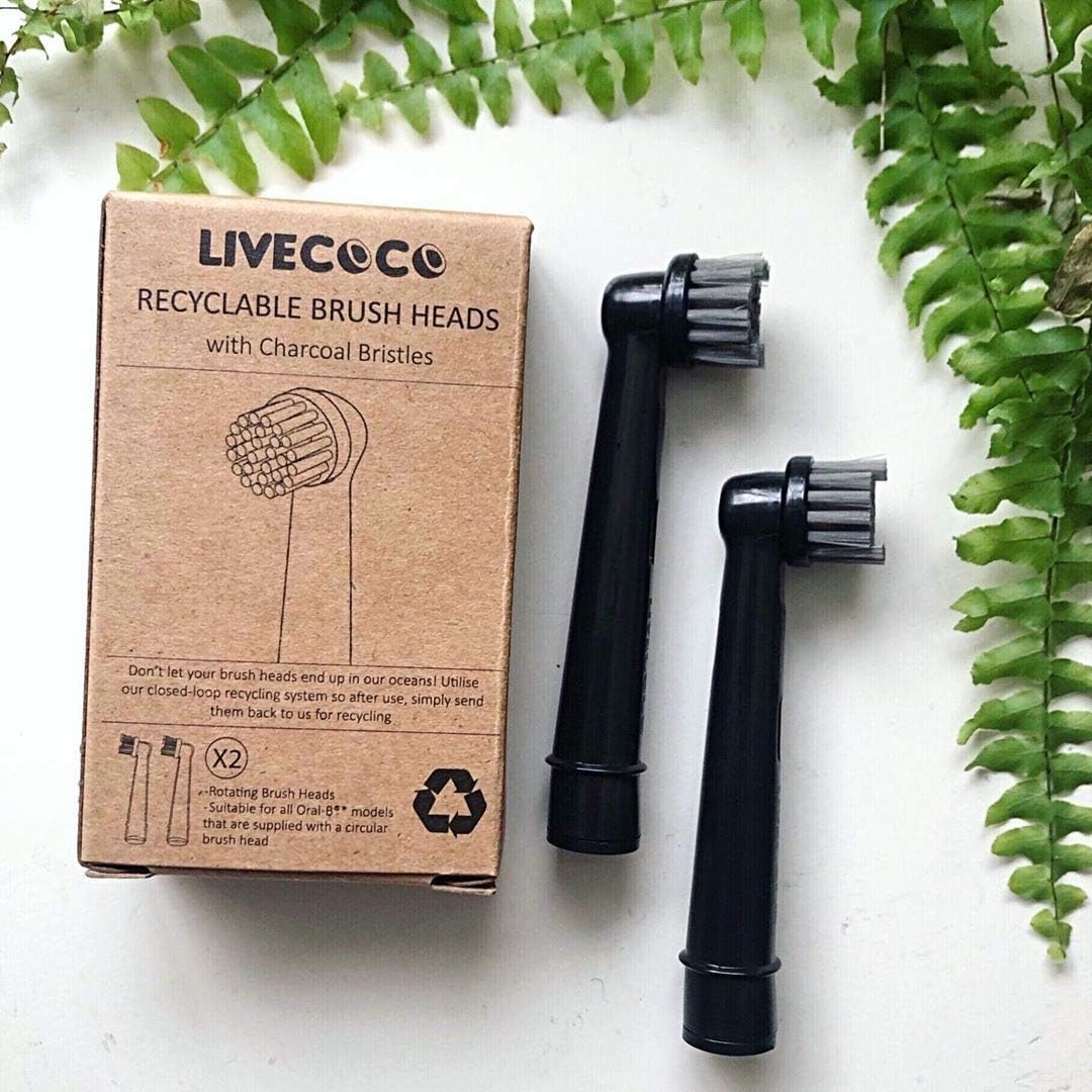 Recyclable Oral-B Compatible Toothbrush Heads, Eco-Friendly & Sustainable, Charcoal Infused Bristles from LiveCoco, Best for Teeth Whitening with Activated Charcoal Powder : Amazon.co.uk: Health & Personal Care