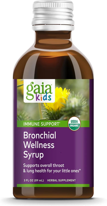 Bronchial Wellness Syrup - Immune Support Supplement - Overall Throat & Lung Health Support - Certified Organic Formula With English Plantain, Grindelia & Honey - 3 Fl Oz (18 Servings)