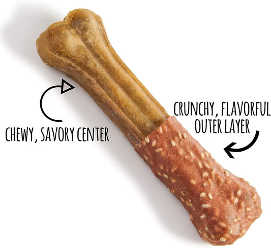 Pet 'N Shape Long Lasting Chewz Dog Treats - Chicken Wrapped Rawhide - 1 Bone, 8-Inch Long