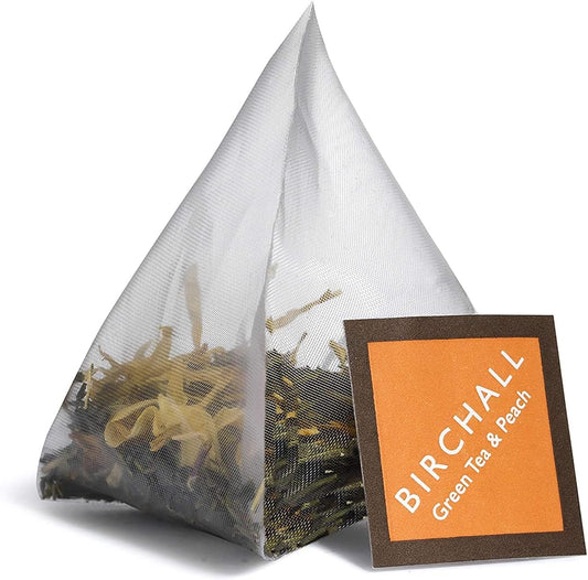 Birchall Green Tea & Peach 15 Plant-Based Prism Tea Bags 37.5G