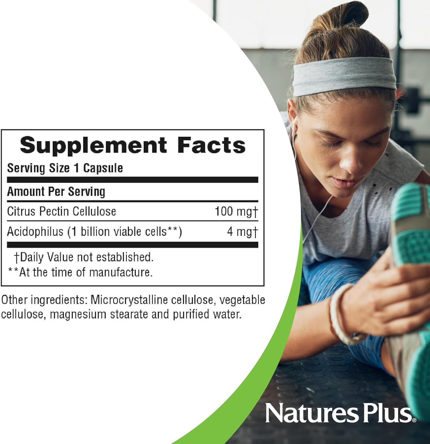 Natures Plus Acidophilus With Pectin - 90 Capsules - Probiotic Supplement With 1 Billion Viable Cells & Pectin - Vegan, Gluten Free - 90 Servings