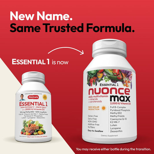 Andrew Lessman Essential-1 Multivitamin 3000 Iu Vitamin D3 30 Small Capsules - 100 Mcg Methyl B12. Coq10 Lutein Lycopene Zeaxanthin. High Potency. No Additives. Ultra-Mild. One Daily Capsule