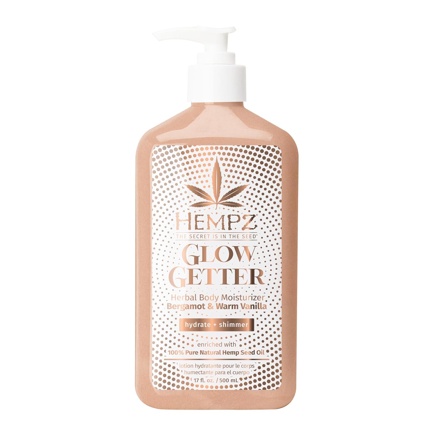 Hempz Glow Getter Body Lotion, Hydrating Moisturizer With Shimmer, 17 Oz