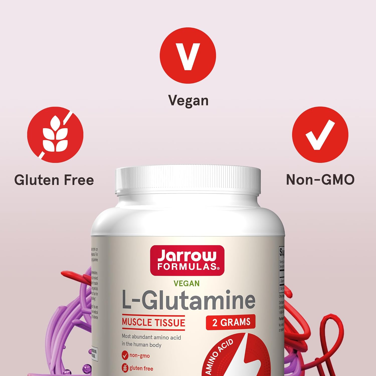 Jarrow Formulas L-Glutamine 2 G, Dietary Supplement For Muscle Tissue, Multifunctional Amino Acid, Immune Support, 1000 G (2.2 Lb) Powder, Approximately 500 Day Supply : Health & Household