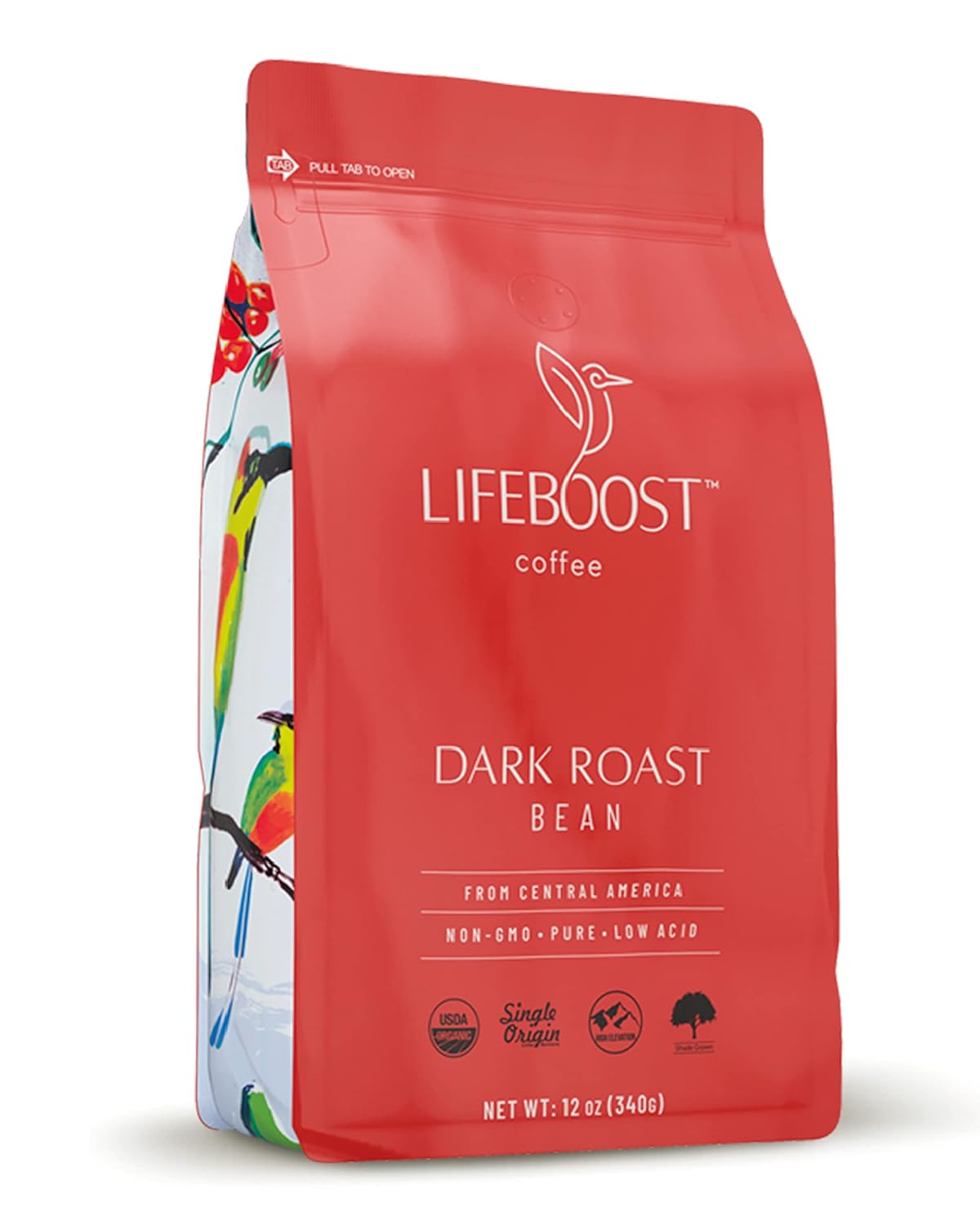 Lifeboost Coffee Dark Organic Coffee Beans - Dark Roast Low Acid Coffee Beans - Single Origin Non-Gmo Organic Coffee - Third Party Tested For Mycotoxins & Pesticides - Whole Bean - 12 Ounces