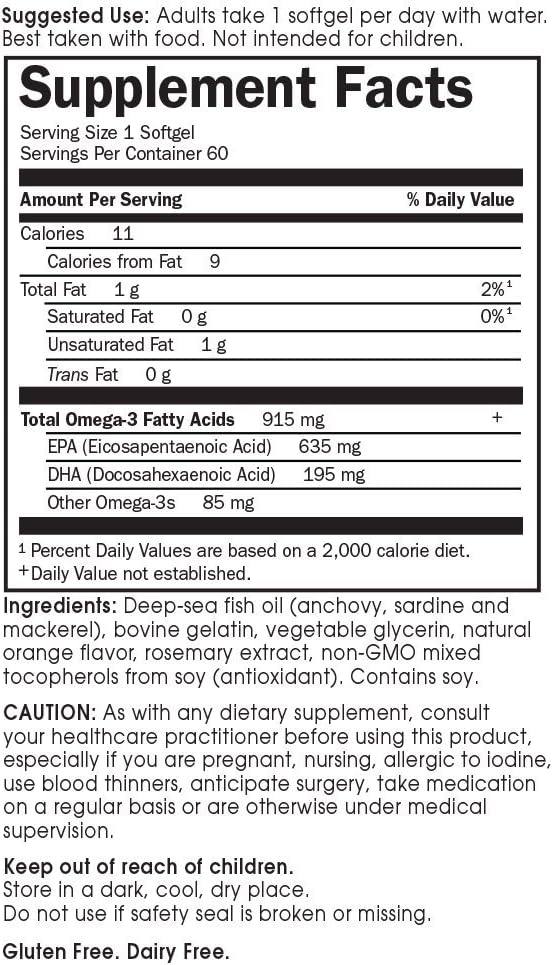 Garden Of Life - Minami - Cardio-3, Orange Flavor, 60 Count Softgels : Health & Household