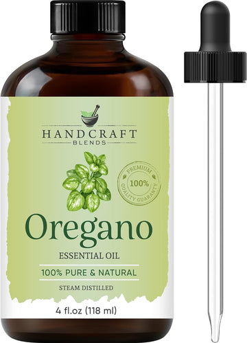 Handcraft Blends Oregano Essential Oil - Huge 4 Fl Oz - 100% Pure And Natural - Premium Grade With Glass Dropper