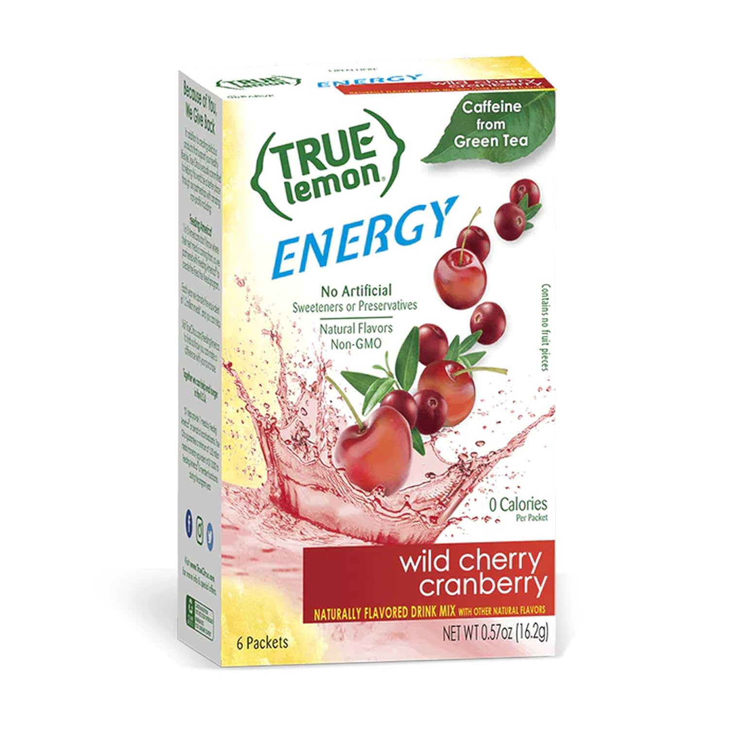 True Lemon Energy Wild Cherry Cranberry, 6 Ct 12 Pack