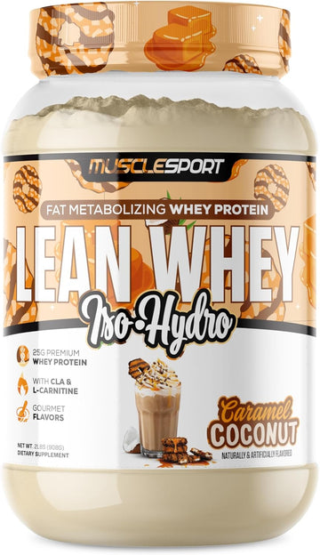 Musclesport Lean Whey Revolution™ Protein Powder - Whey Protein Isolate - Low Calorie, Low Carb, Low Fat, Incredible Flavors - 25G Protein Per Scoop (2Lb, Coconut Caramel)
