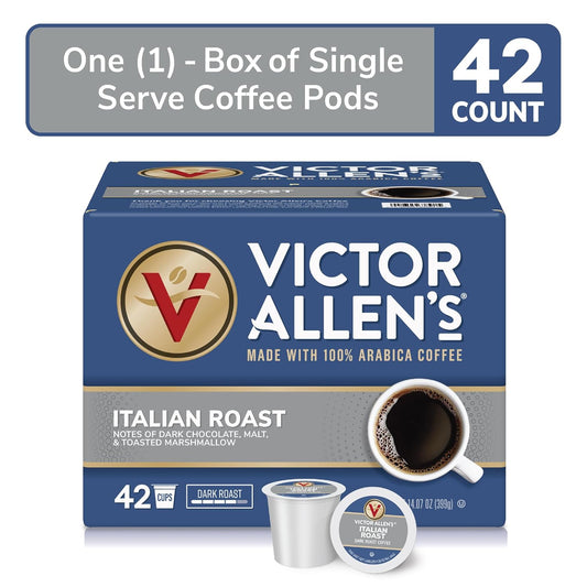 Victor Allen'S Coffee Italian Roast, Dark Roast, 42 Count, Single Serve Coffee Pods For Keurig K-Cup Brewers