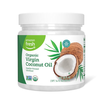 Amazon Fresh, Organic Virgin Coconut Oil, 30 Fl Oz (Previously Happy Belly, Packaging May Vary)