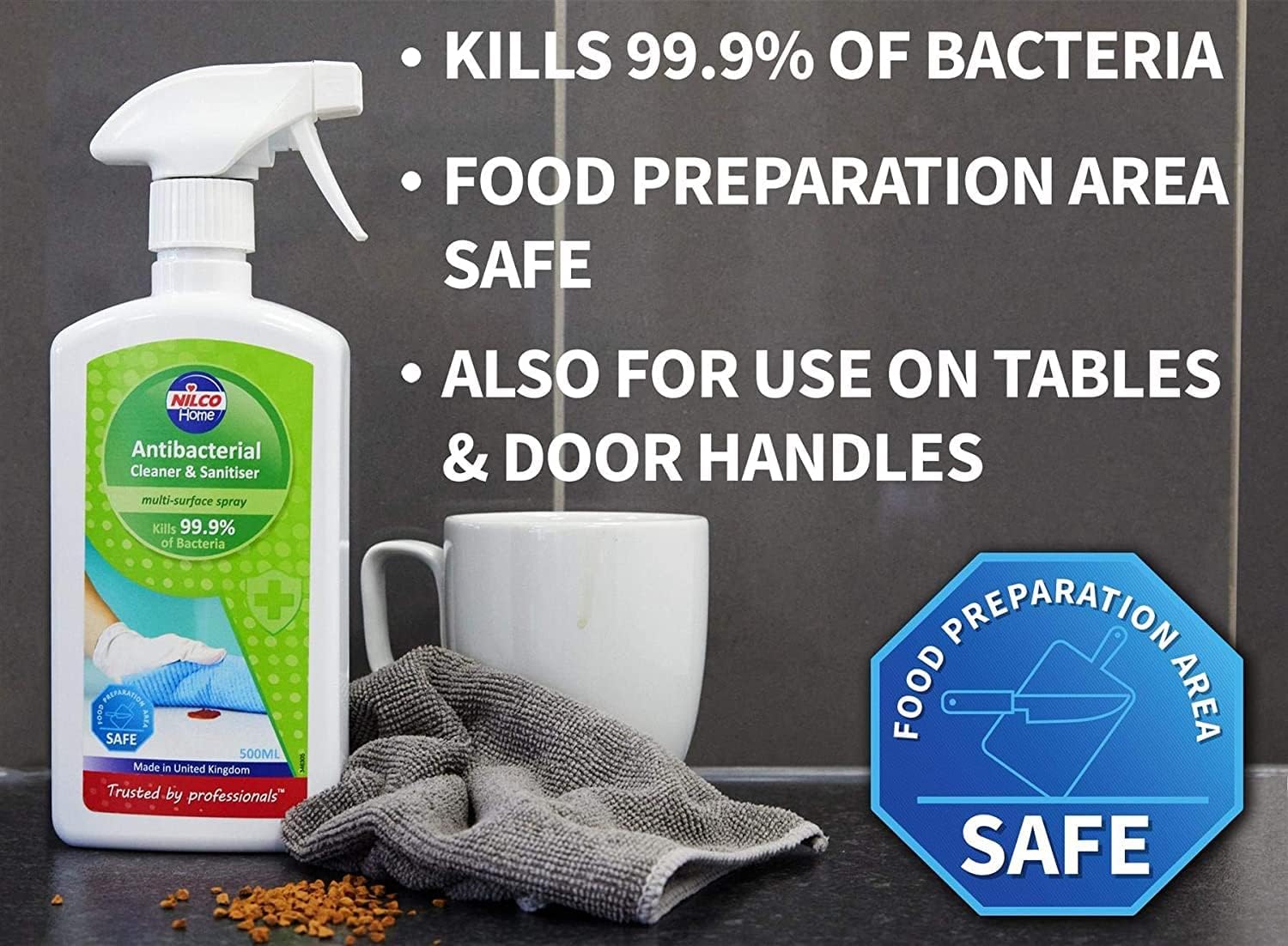 Nilco Antibacterial Cleaner and Sanitiser 500ml Multi-Surface Spray : Amazon.co.uk: Health & Personal Care