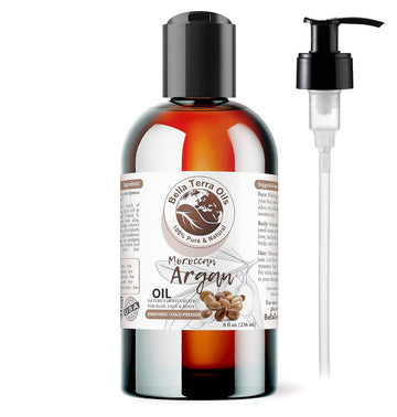 Bella Terra Oils - Argan Oil 8 oz - Pure Moroccan Elixir, Enhances Shine in Hair, Deeply Nourishes Skin