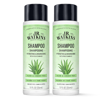 J.R. Watkins Daily Hydration Shampoo, Aloe & Green Tea - 12 Fl Oz (Pack Of 2)