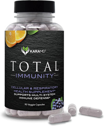 KaraMD Total Immunity Elderberry & Lysine Defense System Support Supplement - with Vitamin C & Zinc - for Women & Men - Vegetable Capsules - 30 Servings (90 Tablets)