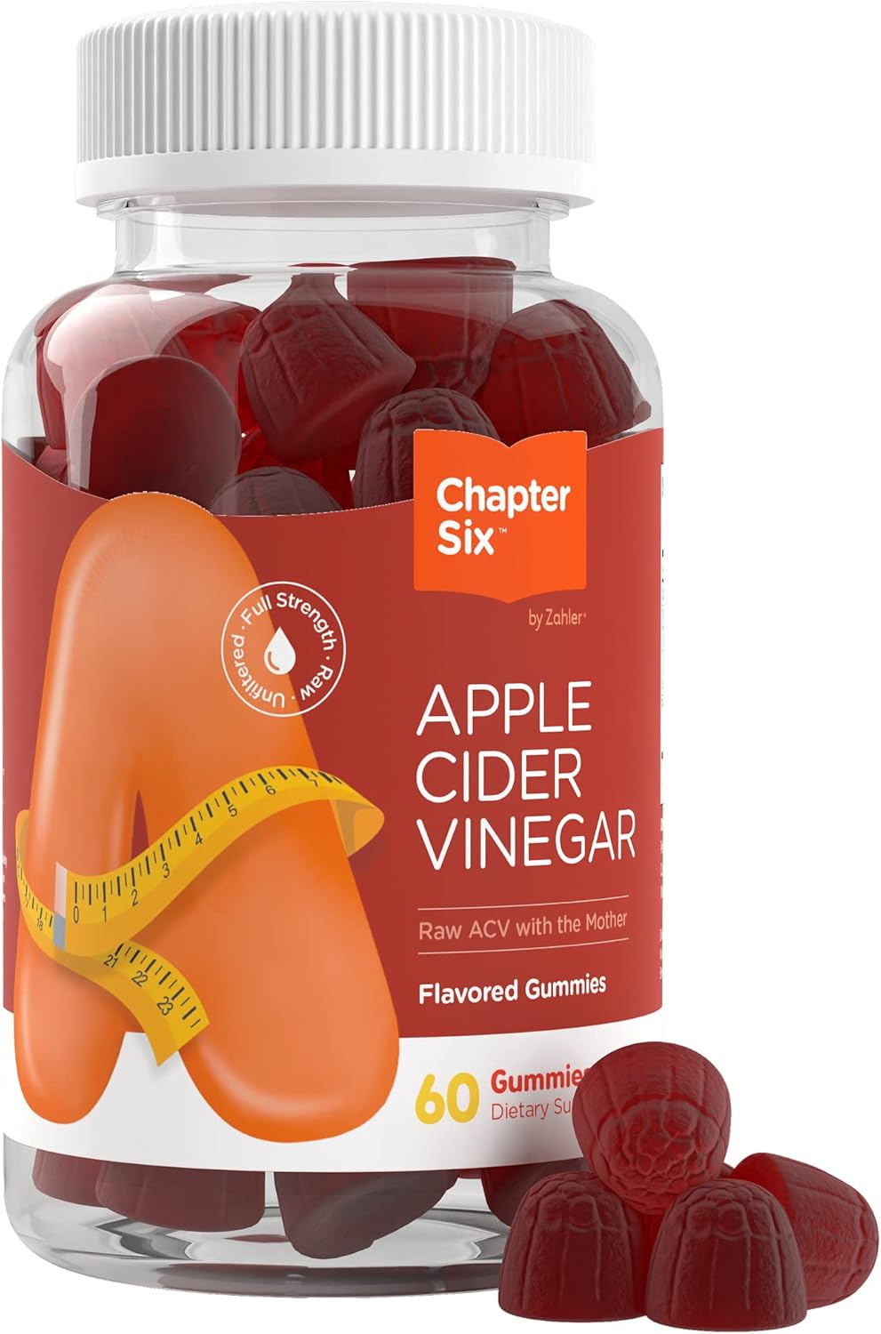 Zahler - Apple Cider Vinegar Gummies Kosher & Delicious Acv For Women Men Raw With The Mother Detox Support Cleanse Gut Health Metabolism 60 Flavored