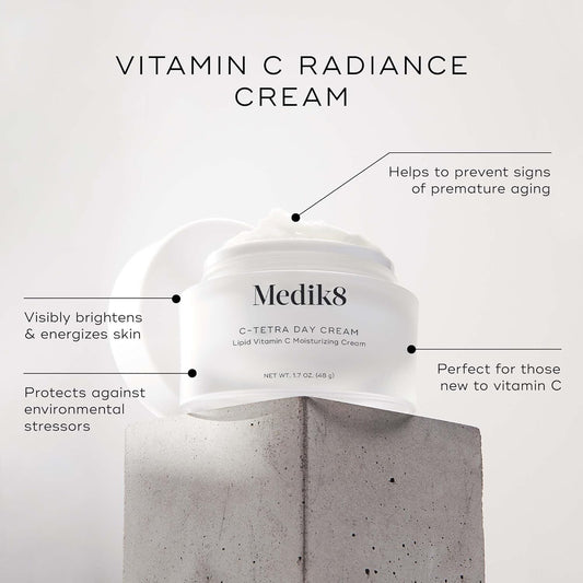 Medik8 C-Tetra Day Cream - Lipid Vitamin C Face Cream - Hydrates, Smoothens And Brightens - Luminous And Lightweight Face Moisturizer - 1.7 Oz