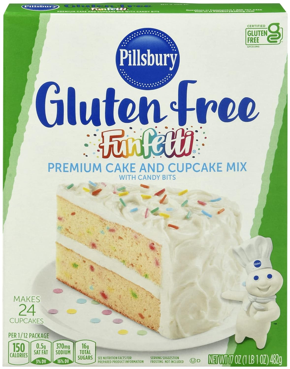 Pillsbury Funfetti Gluten Free Cake and Cupcake Mix with Candy Bits (Pack of 3) with By The Cup Frosting Spreader : Grocery & Gourmet Food
