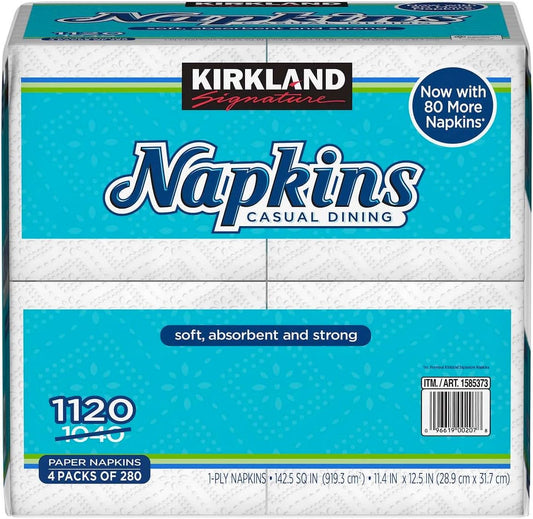 Kirkland Signature Napkin, 1-Ply, 280 Count (Pack Of 4)