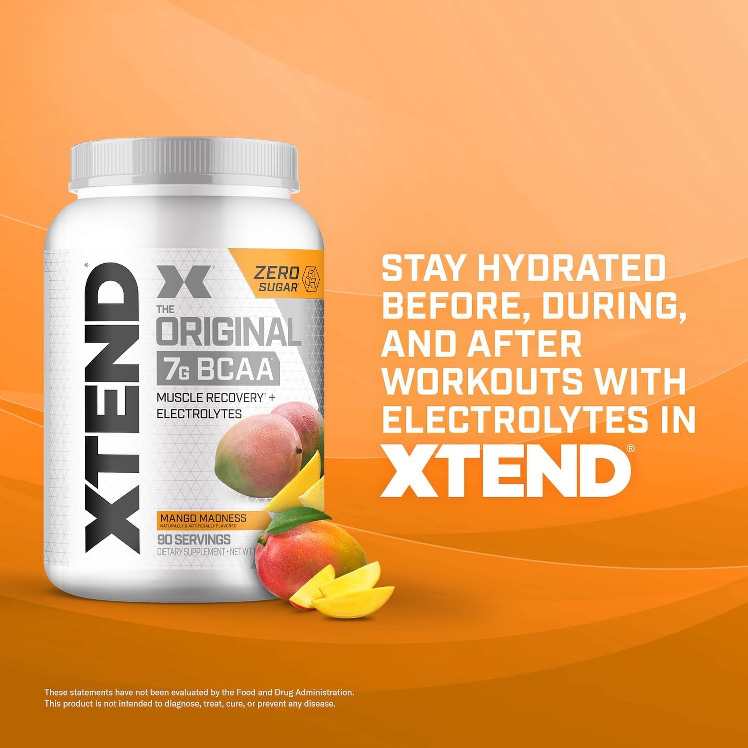 XTEND Original BCAA Powder Mango Madness | Sugar Free Post Workout Muscle Recovery Drink with Amino Acids | 7g BCAAs for Men & Women | 90 Servings : Health & Household