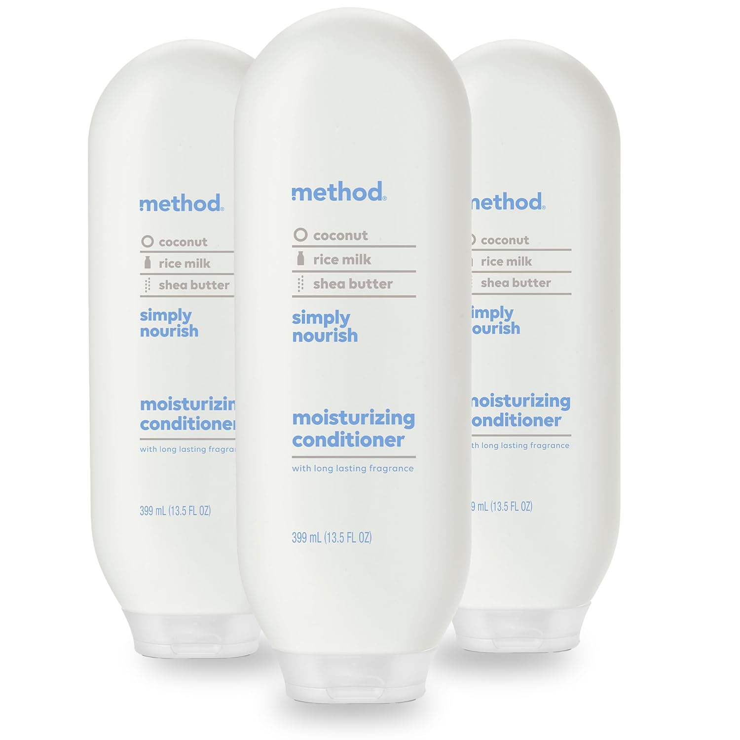 Method Moisturizing Conditioner, Simply Nourish With Shea Butter, Coconut, And Rice Milk Scent Notes, Paraben And Sulfate Free, 13.5 Oz (Pack Of 3)