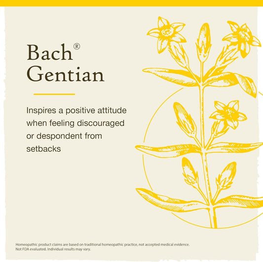 Bach Original Flower Remedies, Gentian For Accepting Setbacks (Non-Alcohol Formula), Natural Homeopathic Flower Essence, Holistic Wellness And Stress Relief, Vegan, 10Ml Dropper