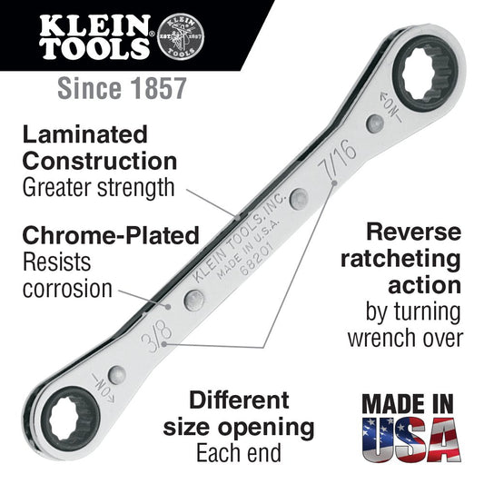 Klein Tools 68200 1/4-Inch by 5/16-Inch Ratcheting Box Wrench