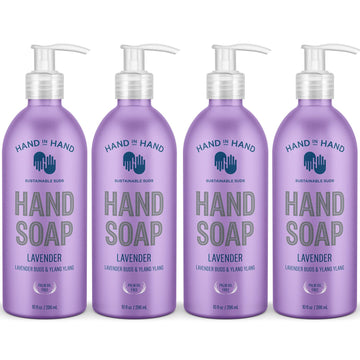 Hand In Hand Nourishing Liquid Hand Soap, 10 Fl Oz, Lavender Buds & Ylang Ylang, Lavender Scent, 4 Pack