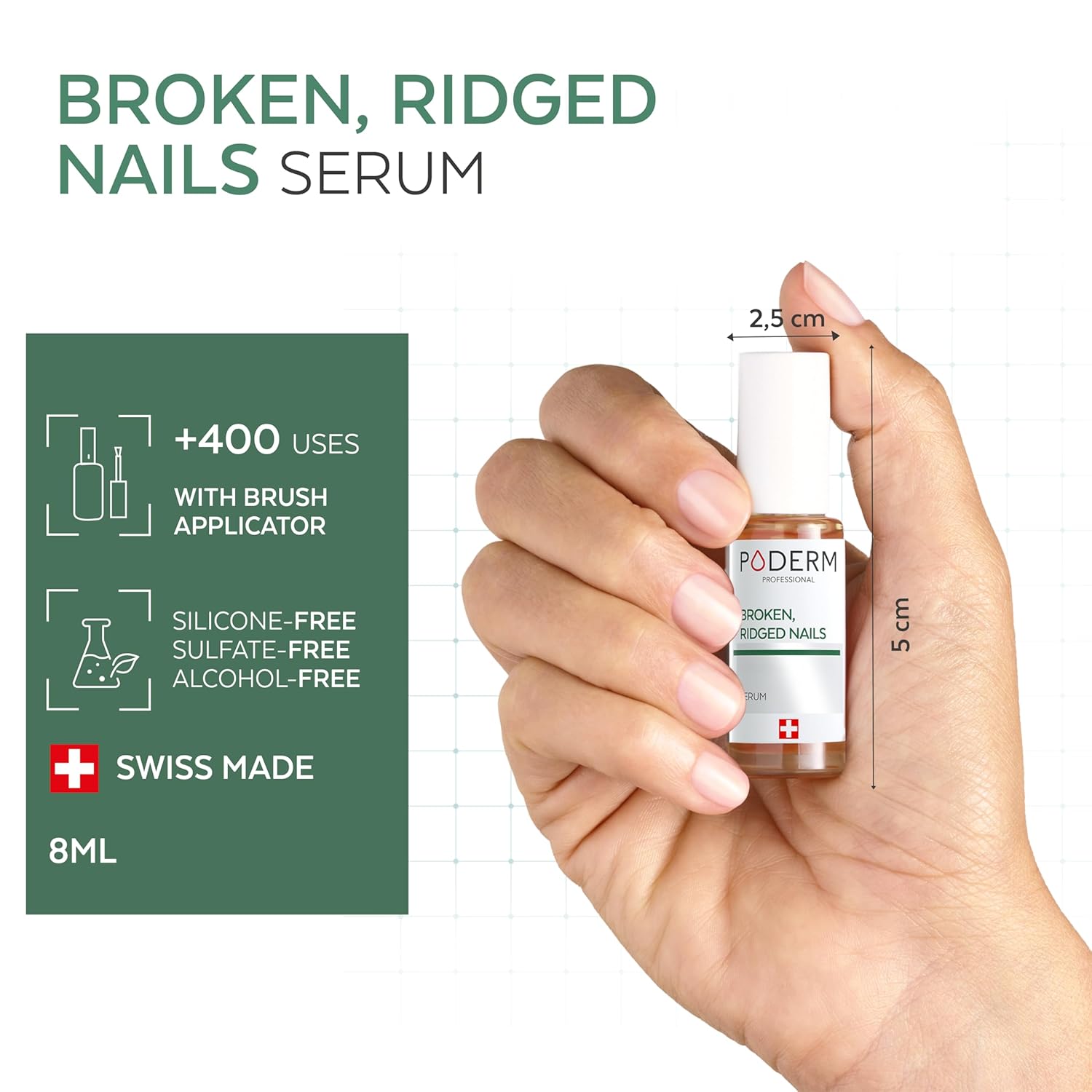 Poderm – 100% Natural Nail Repair - Revitalizes Damaged And Split Nails With Hydrating & Exfoliating Formula – Effective Nail Care : Also Acts As A Nail Strengthener For Damaged Nails – Swiss Made : Beauty & Personal Care