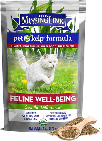 The Missing Link Pet Kelp Feline Well-Being 6Oz Superfood Powdered Supplement, Organic & Limited Ingredient Formula For Digestive & Overall Health Of Cats