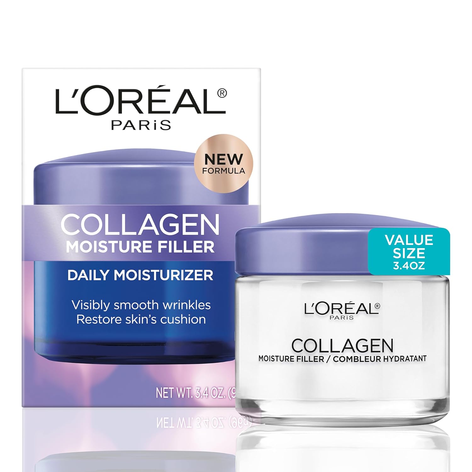 L'Oreal Paris Collagen Daily Face Moisturizer, Reduce Wrinkles, Face Cream 3.4 Oz