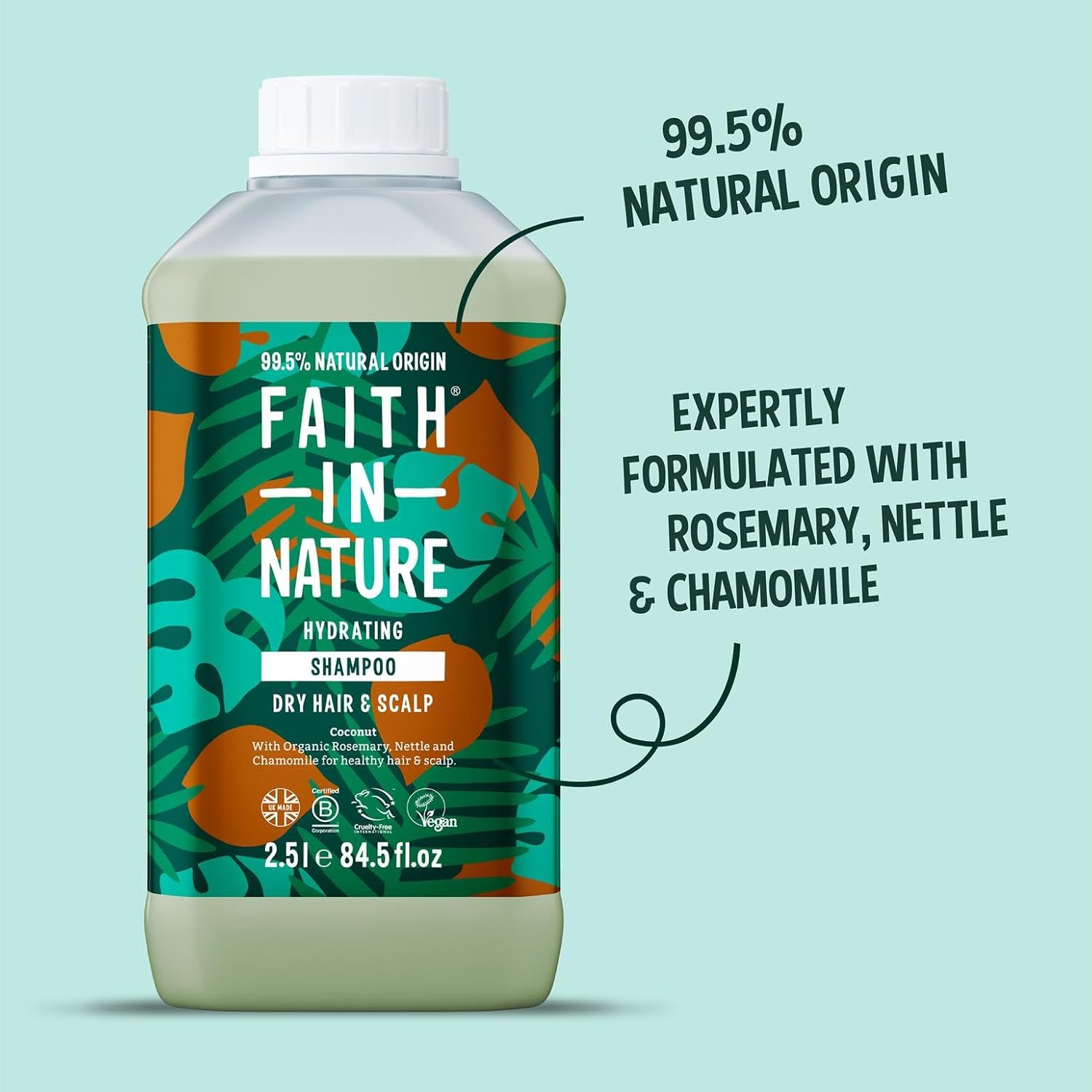 Faith In Nature Organic Coconut Shampoo, Hydrating for Dry Hair & Scalp, Vegan & Cruelty Free, No SLS, Silcones or Parabens, 2.5L Refill : Amazon.co.uk: Beauty