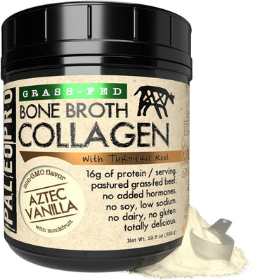 PaleoPro Bone Broth Collagen w/Turmeric Root (Aztec Vanilla) Grass-Fed