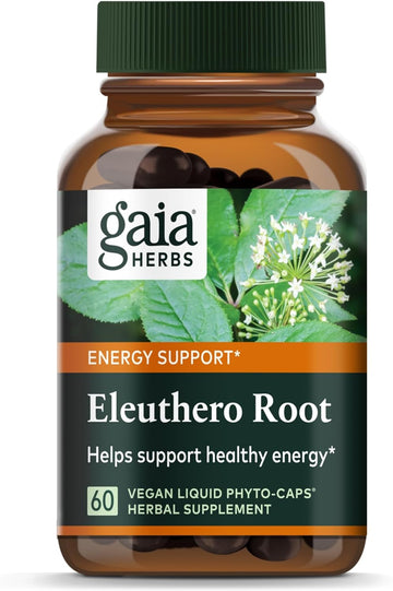 Gaia Herbs Eleuthero Root - Energy, Stamina & Mental Endurance Support - Eleuthero Root (Siberian Ginseng) Adaptogen Herbal Supplement - 60 Vegan Liquid Phyto-Capsules (30-Day Supply)