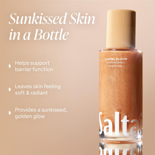 Saltair Shimmering Body Oil - Golden Hour Scented Dry Oil Moisturizer With Light-Reflecting Pearl Pigments. Moisturizing Glow For All Skin Types - 4 Fl Oz