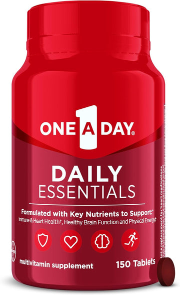 One-A-Day Daily Essentials, Multivitamin For Women & Men, Supports Healthy Brain And Muscle Function And Immune Health, Adult Multivitamin With Vitamin D, Vitamin B12, And Vitamin E, 150 Count